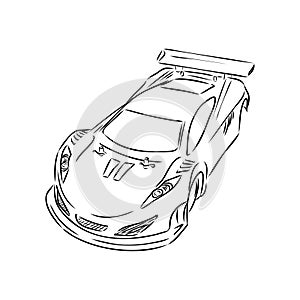 Hand drawn sketch car vector. car model sports, vector sketch. Pencil design.