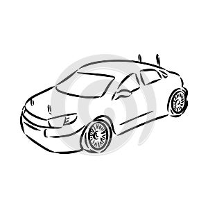 Hand drawn sketch car vector. car model sports, vector sketch. Pencil design.