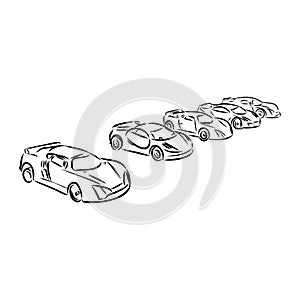 Hand drawn sketch car vector. car model sports, vector sketch. Pencil design.