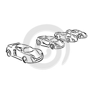 Hand drawn sketch car vector. car model sports, vector sketch. Pencil design.