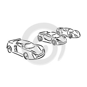 Hand drawn sketch car vector. car model sports, vector sketch. Pencil design.