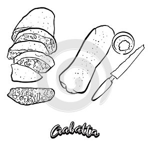 Hand drawn sketch of Ciabatta bread