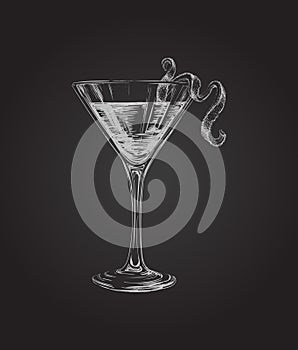 Hand Drawn Sketch Cosmopolitan Cocktail Drinks