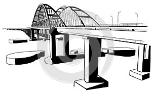 Hand drawn sketch of Crimean bridge photo