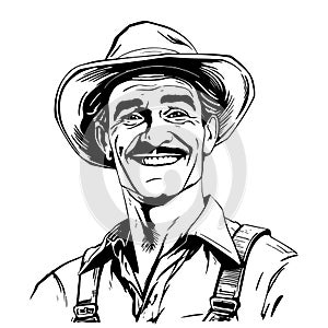 Hand-drawn sketch happy farmer