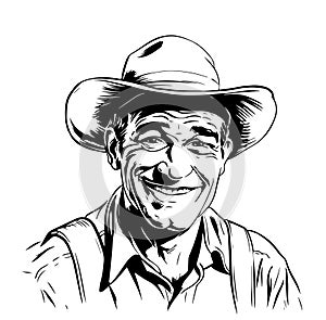 Hand-drawn sketch happy farmer.