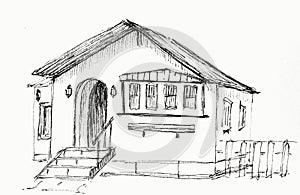 Hand drawn sketch of a house