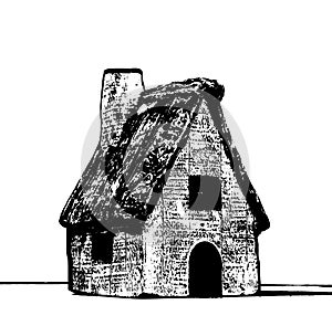 Hand drawn sketch house on white background