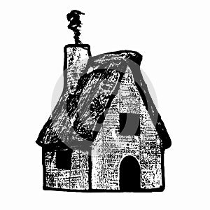 Hand drawn sketch house on white background