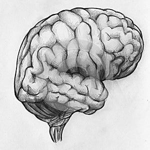 Hand drawn sketch of human brain