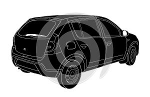 Vector sketch of modern car technical draw