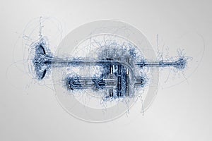Hand drawn sketch of music piccolo trumpet photo