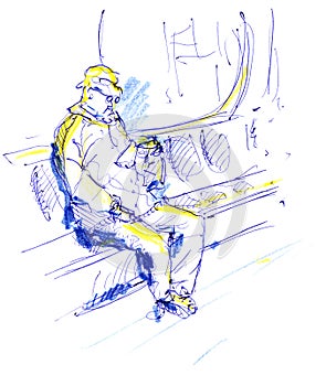 Hand drawn sketch of passenger