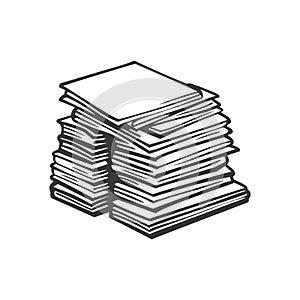 Large Stack of Papers, Documents and Files Illustration