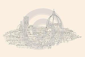 Florence, Italy cityscape with Dome and old quarters photo
