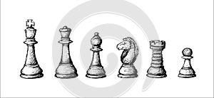 Hand drawn Sketched Chess complete set