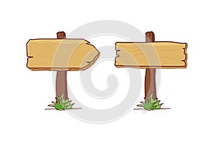 Hand drawn sketched of wood panels and road signs doodle vector
