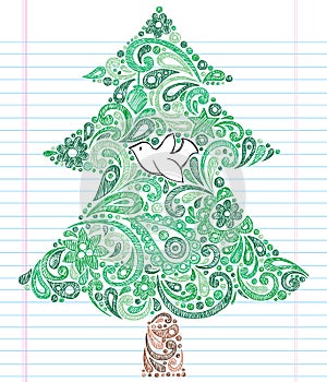 Hand-Drawn Sketchy Doodle Christmas Tree