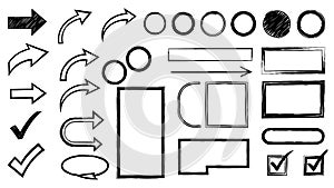 Hand Drawn Sketchy Graphic Elements Set