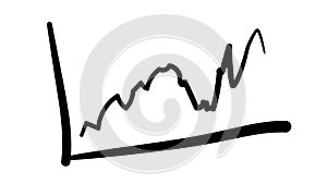 Hand-drawn sketchy line graph of a growing line.