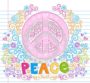 Hand-Drawn Sketchy Peace Sign Lettering Doodles