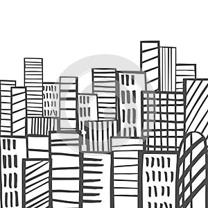 Hand drawn skyscrapers. Vector sketch  illustration