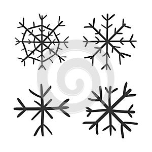 Hand drawn snowflake vector icon. Snow flake sketch doodle illus