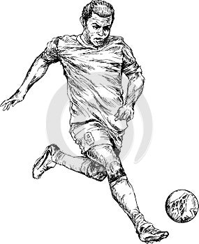 Hand drawn soccer ball player