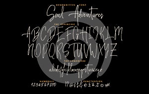 Hand drawn Soul adventures font vector alphabet set