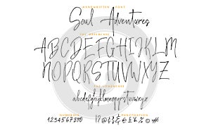 Hand drawn Soul adventures font vector alphabet set