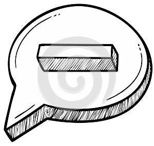 Hand Drawn Speech Bubble with Minus Sign Symbol