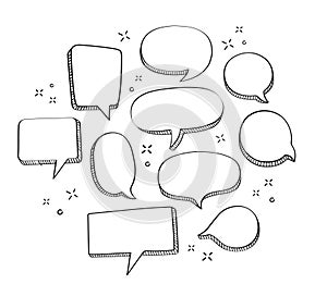 Hand drawn speech bubbles. vector illustration