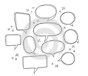 Hand drawn speech bubbles. vector illustration