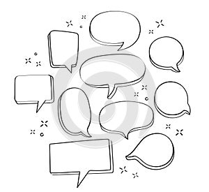 Hand drawn speech bubbles. vector illustration