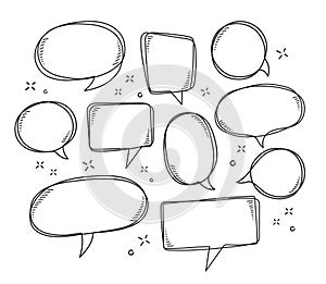 Hand drawn speech bubbles. vector illustration