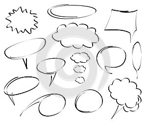 Hand-drawn speech bubbles vector