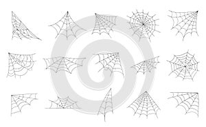 Hand drawn spider web or Halloween cobweb.