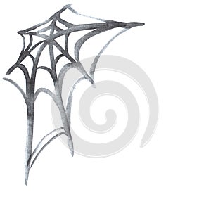 Hand drawn spider web isolated on white background. design element for Halloween