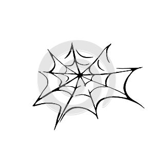 Hand drawn spider web isolated on white background. design element for Halloween