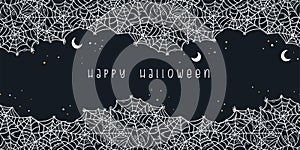 Hand drawn spider web seamless pattern, creepy Halloween background, great for banners, wallpapers, wrapping - vector design