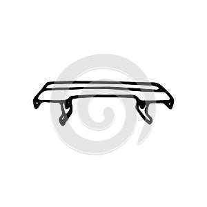 Hand drawn spoiler on the car doodle icon. Hand drawn black sketch. Sign symbol. Decoration element. White background. Isolated.