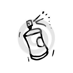 Hand Drawn spray can doodle. Sketch style icon. Decoration element. Isolated on white background. Flat design. Vector illustration