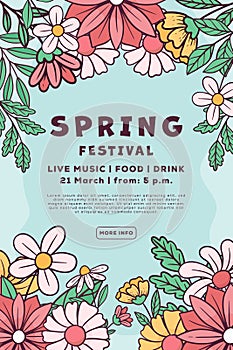 hand drawn spring festival vertical banner illustration
