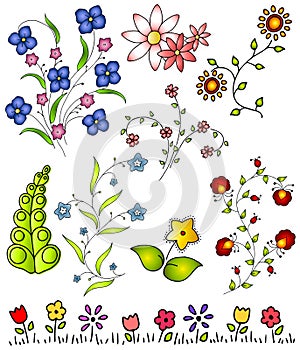 Hand Drawn Spring Flowers Vector 2