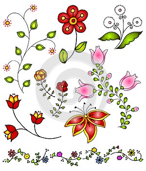 Hand Drawn Spring Flowers Vector 4