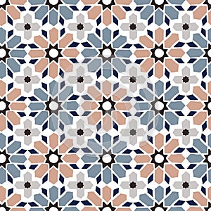 Hand drawn stars shaped Moroccan seamless pattern for Ramadan Kareem greeting cards, islamic backgrounds, fabric, web