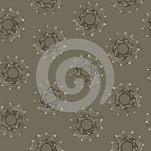 Hand-Drawn Steampunk Gear Transmission Element Digital Paper on Grunge Background.