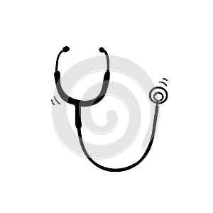 Hand drawn stethoscope icon illustration with doodle style cartoon vector