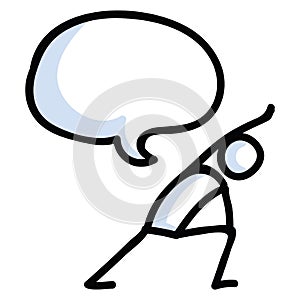 Hand drawn stick figure lunge yoga pose. Concept of stretching exercise for wellness illustration. Simple icon motif for relax