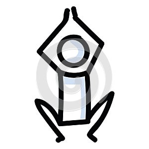 Hand Drawn Stick Figure Yoga Pose. Concept of Stretching Excercise for wellness Illustration. Simple Icon Motif of Relax Fitness